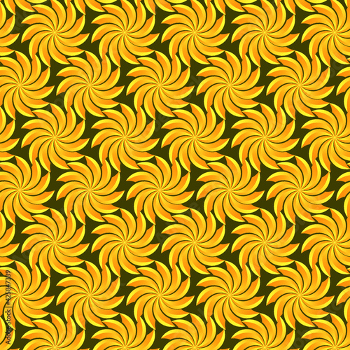 Seamless pattern yellow abstract flowers. Design for fabric and packaging 