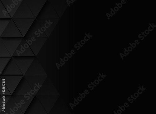 Abstract. Polygon triangle black background, light and shadow .Vector.