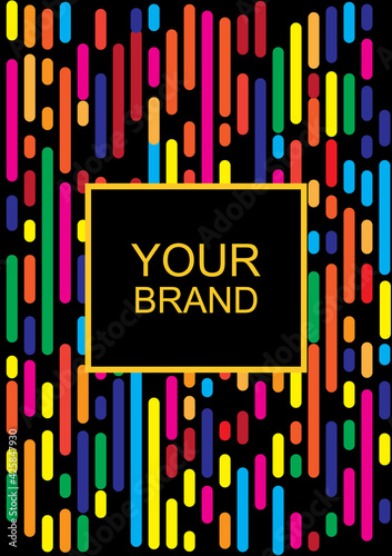 Business card with bright geometric energetic shapes, modern design. Vector illustration.