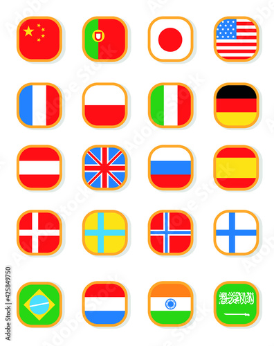 Speaking flag icons set Free Download Speaking flag icons set - GFXLoad