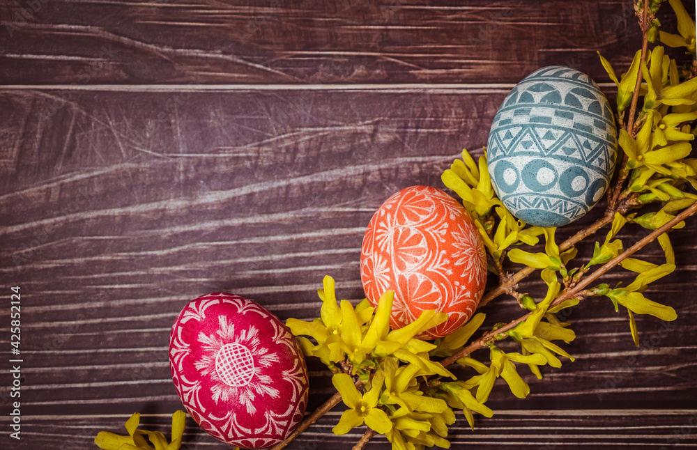Kolorowe jajka na Wielkanoc - obrazy, fototapety, plakaty 
