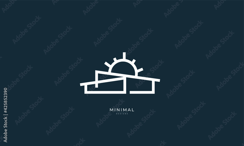 A line art icon logo of a modern house or home / real estate business	
