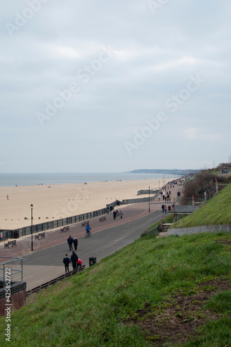 Views of the promenade and beach at Gorleston-on-sea in Norfolk, UK