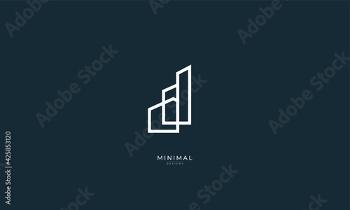 A line art icon logo of a modern house or home / real estate business	
