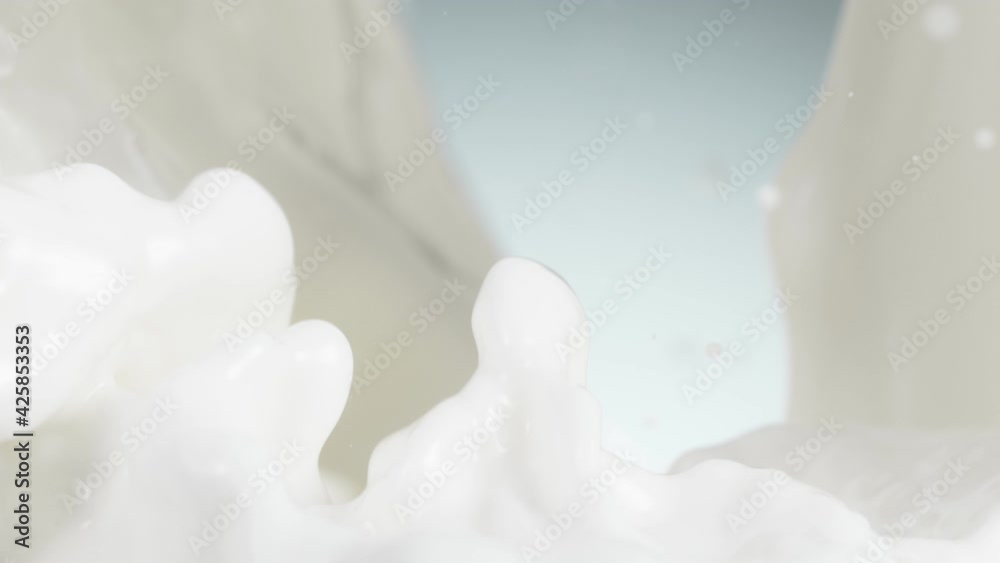 Super slow motion of milk liquid splashing, close-up. Filmed on high speed cinema camera, 1000fps. Super slow motion of milk liquid splashing, close-up. Filmed on high speed cinema camera, 1000fps.