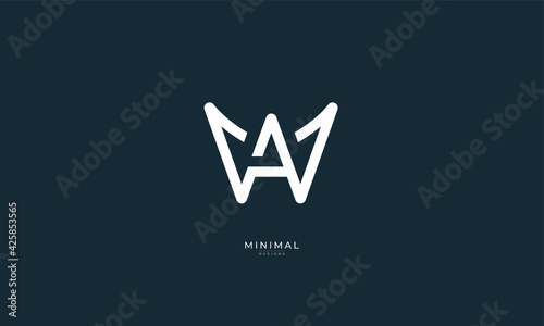 Alphabet letter icon logo WA or AW
