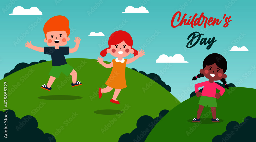 Happy children's day background illustration vector.
