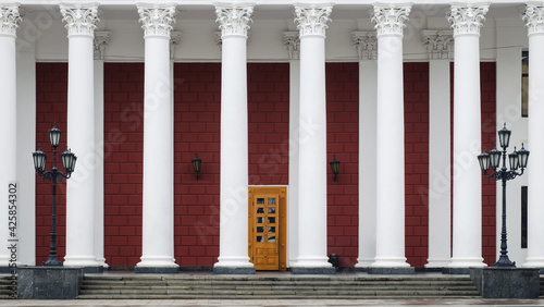 Old architecture building facade with large white columns