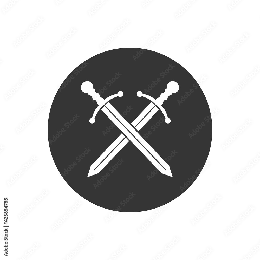 Sword vector white icon on black. Flat vector Sword vector white icon on black. Flat vector
