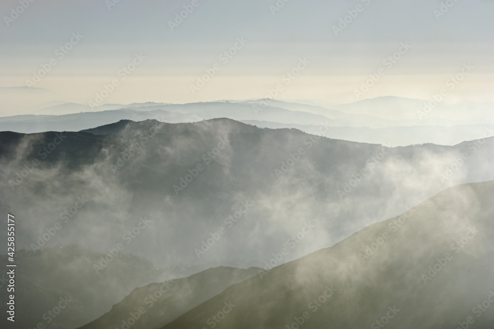 Misty mountain layers