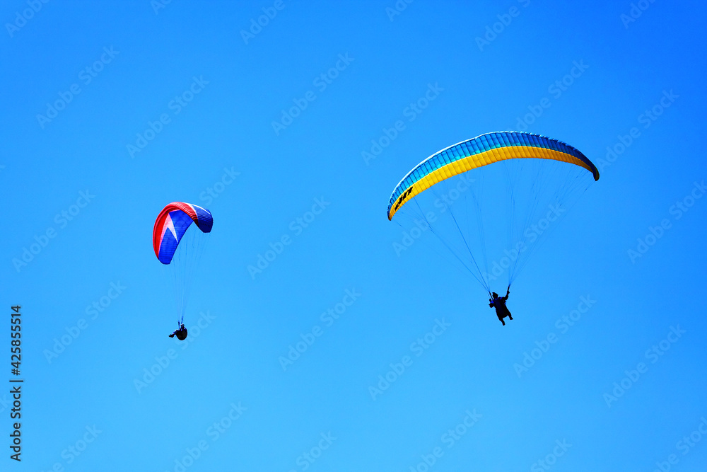 Paragliding over the Carpathians, Romania, Europe Paragliding over the Carpathians, Romania, Europe