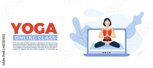 Yoga classes or online course template yoga and mental health concept.
