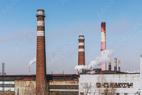 Tableau sur toile Old metallurgical plant in Siberia in Russia
