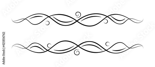 Vector ornate decorative border element. Black lines with elegance details and bubbles. Decoration for design.