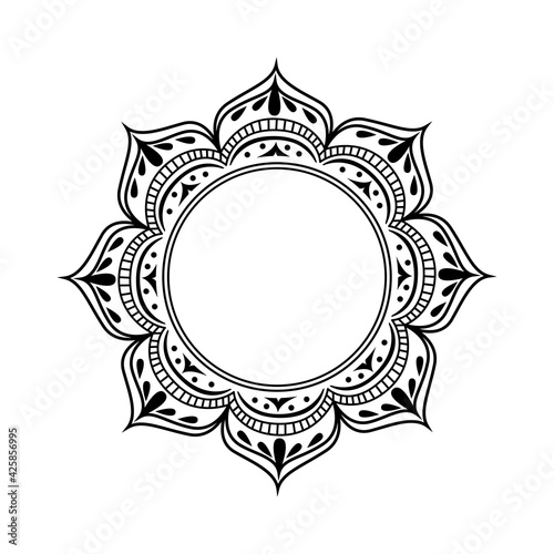 Vector mandala for coloring. Round frame with white space inside. Decorative border for logo, text or design