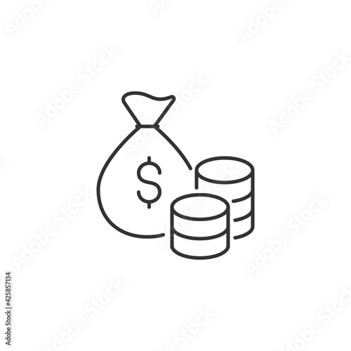 Money Related Vector Line Icon. Sign Isolated on the White Background. Editable Stroke EPS file. Vector illustration.
