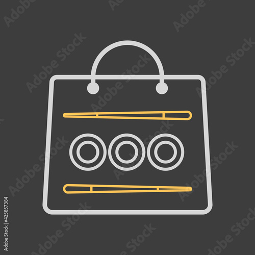 Sushi delivery vector icon. Bag for sushi delivery