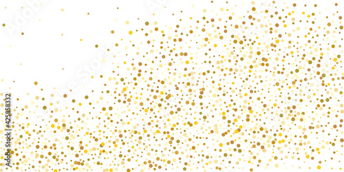 Golden  point confetti on a white background. Illustration of a drop of shiny particles. Decorative element. Element of design. Vector illustration, EPS 10.