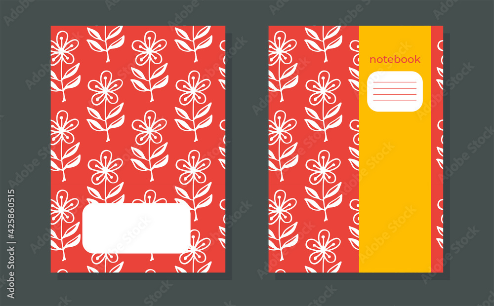 Notebook cover page template. Cover for sketchbook, planners, brochures