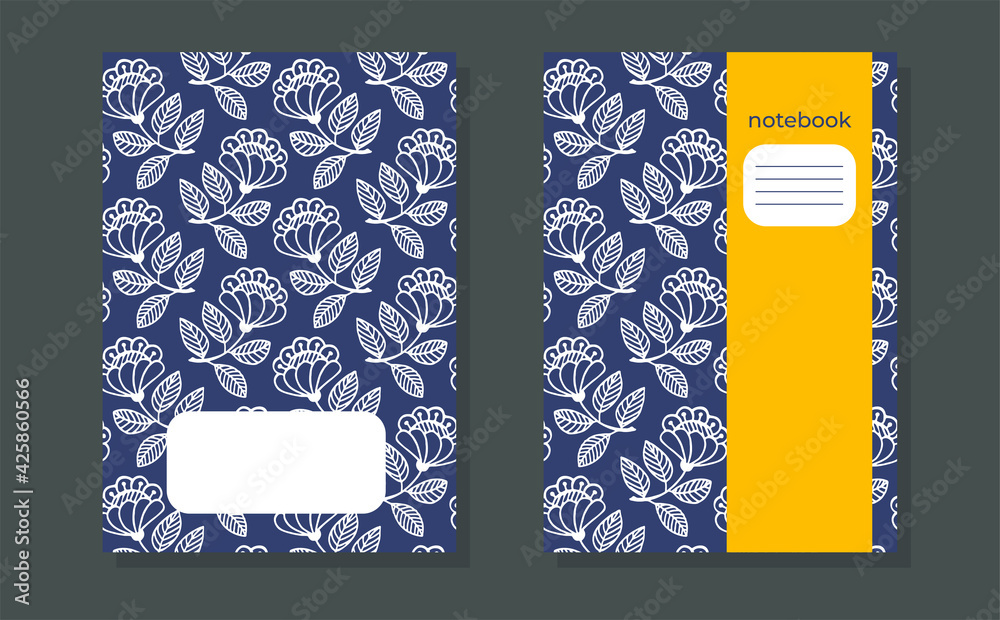 Notebook cover page template. Cover for sketchbook, planners, brochures