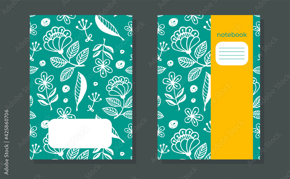 Notebook cover page template. Cover for sketchbook, planners, brochures