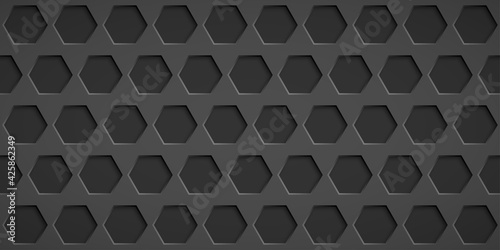 Abstract background with hexagon holes in gray colors
