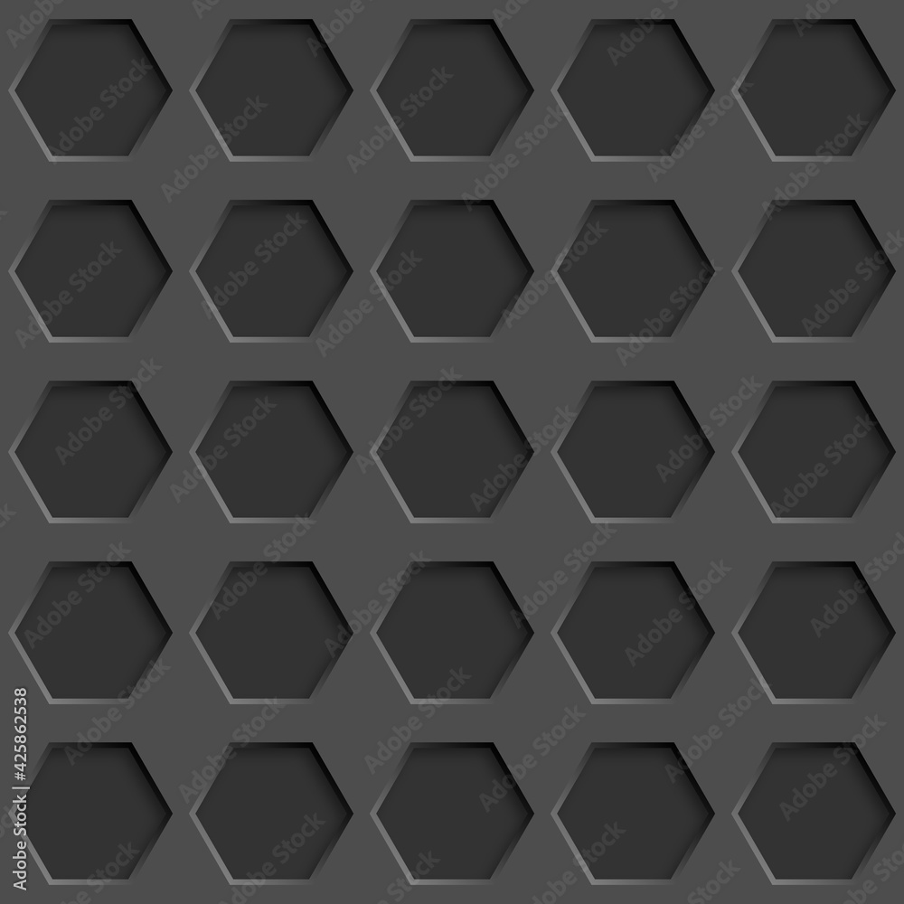 Abstract seamless pattern with hexagon holes in gray colors Abstract seamless pattern with hexagon holes in gray colors