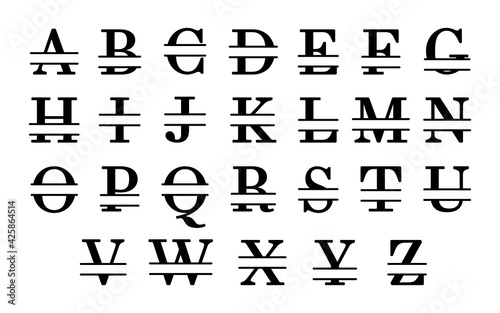 Split monogram alphabet, Split monogram font, Split letters, Family monogram, Initial monogram photo