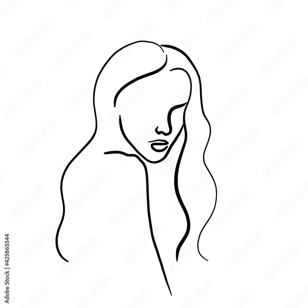abstract face one line drawing. Beauty Woman Portrait minimalistic style abstract face one line drawing. Beauty Woman Portrait minimalistic style