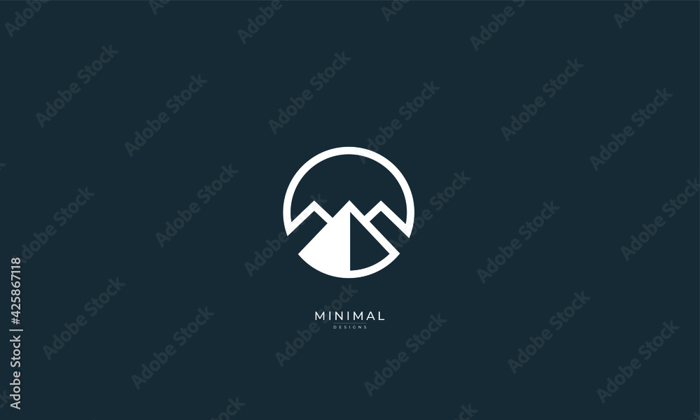A line art icon logo of a mountain/peak/summit	
