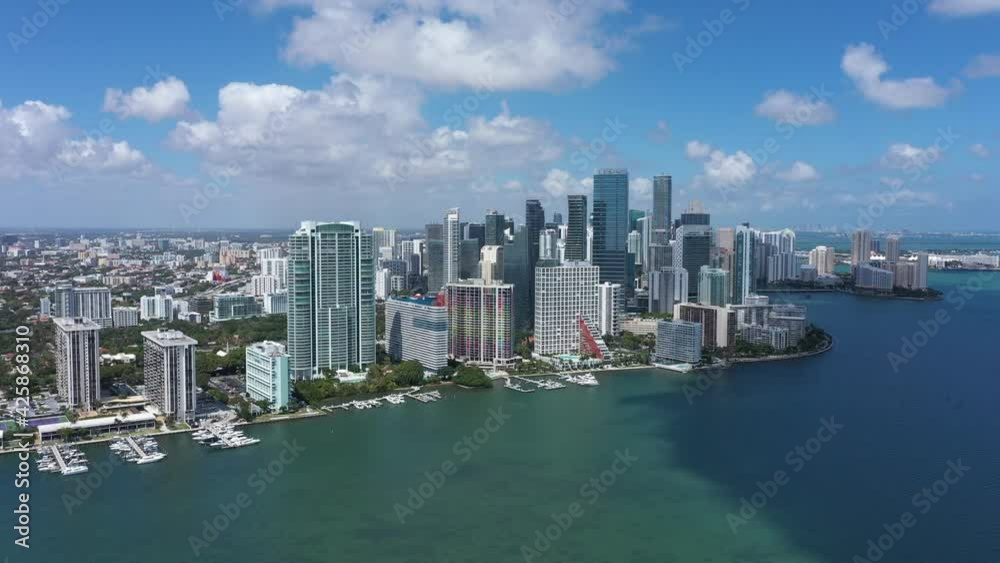 Aerial View of Waterfront Miami Downtown Brickell South Channel Aerial View of Waterfront Miami Downtown Brickell South Channel