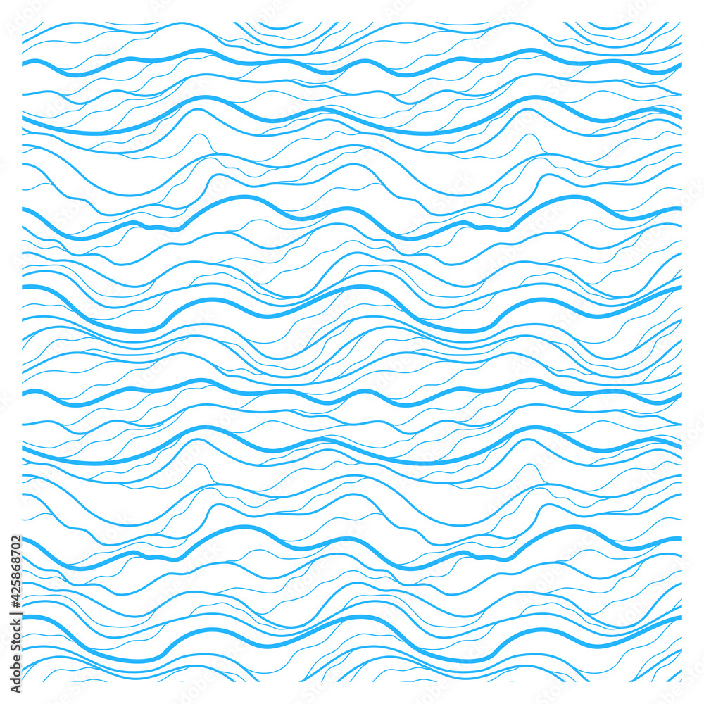 Seamless pattern with blue linear waves. Repeating texture. Figure for textiles. Seamless pattern with blue linear waves. Repeating texture. Figure for textiles.
