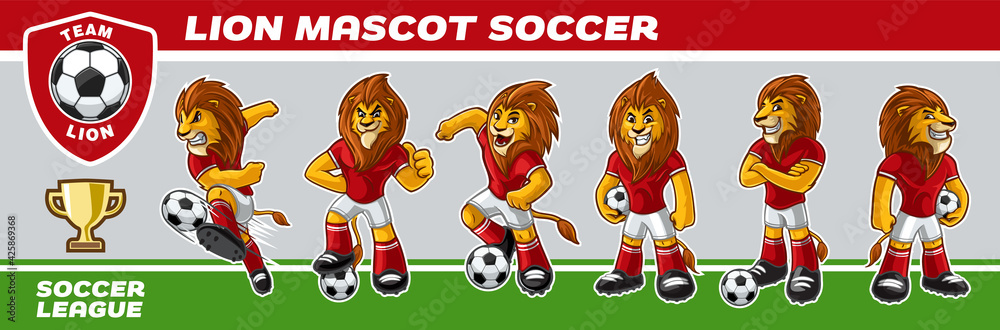 Naklejka premium set of mascot lions
