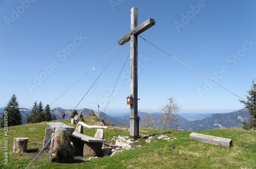 Gipfelkreuz der Bleckwand am Wolfgangsee, Salzburg, Österreich, Europa - Summit cross of the Bleckwand at Wolfgangsee, Salzburg, Austria, Europe photo