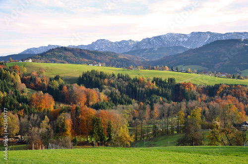 Herbststimmung auf dem Gahberg am Attersee, Österreich, Europa - Autumn mood on the Gahberg am Attersee, Austria, Europe photo