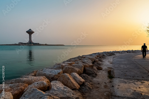 Khobar Water Tower during daylight, Eastern Province, Al Khobar, Saudi Arabia. 02-APRIL-2021.