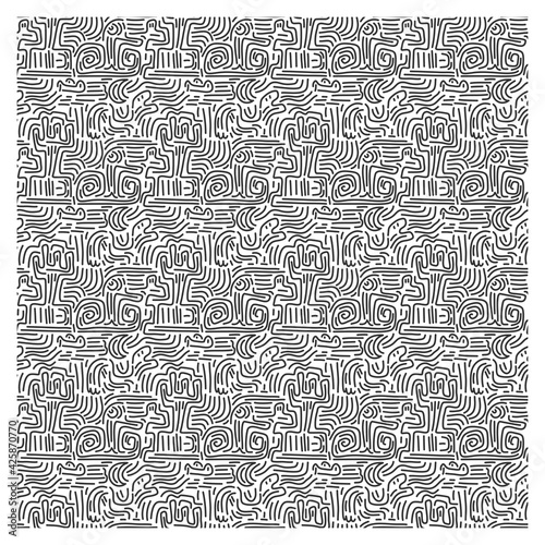 Fototapeta Naklejka Na Ścianę i Meble -  Seamless pattern drawn by a line of doodles.