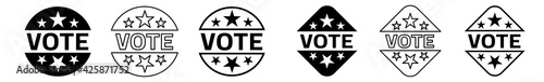 Vote Button Icon | Voting Emblem Illustration | Election Emblem Symbol | Choice Badge Logo | Presidential Campaign Sign | Isolated | Variations