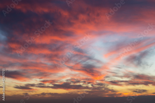 colorful sky at sunrise and abstract dramatic clouds © Adria