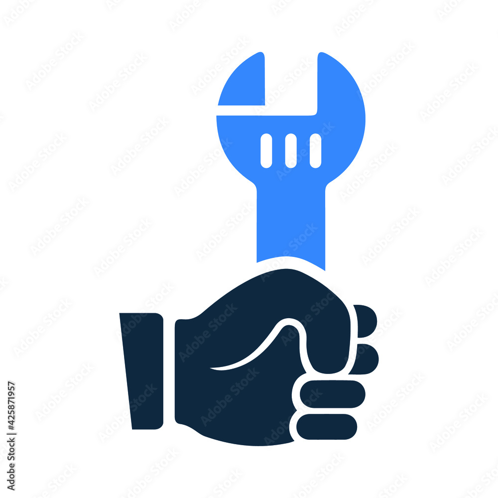 Service, hand, support, work tools icon. Editable vector isolated on a white background.