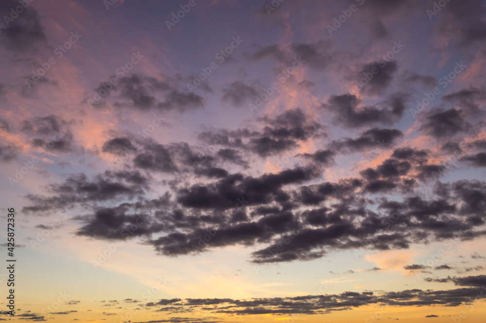 cloudy sky at sunset and gray cloud texture