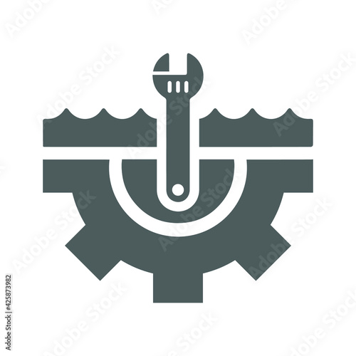 Pipe fitting, plumbing service icon. Orange color vector graphics.