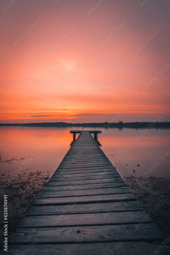 Sunset over bavarian lake