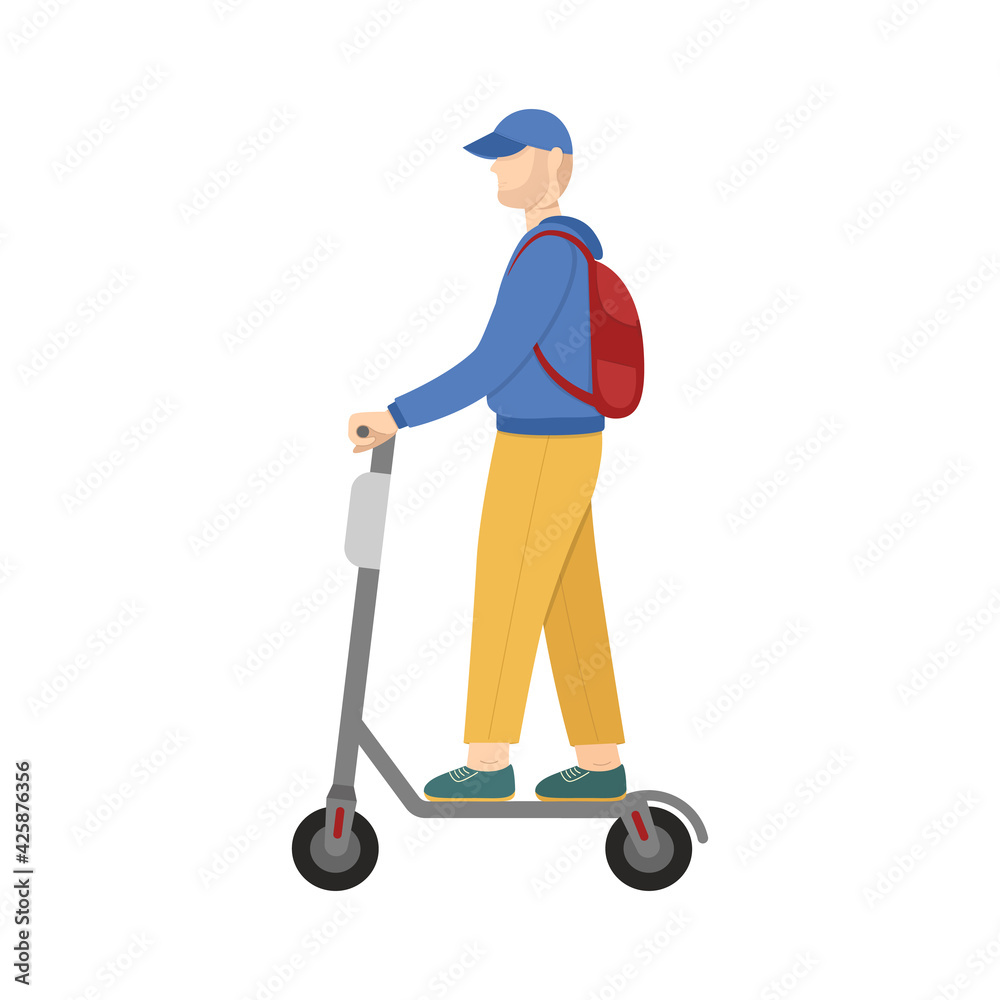 young man and scooter young man and scooter
