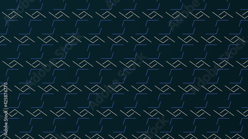 Geometric pattern where lines and shapes intersect with each other to form new patterns on dark green blue gradient with copy space. Use background for logo. Simple illustration concept