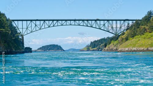 The Deception Pass Bridge bridge connecting Whidbey Island to Fidalgo Island in the U.S. state of Washington photo