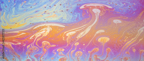 Psychedelic abstract background made from soap bubble