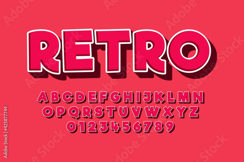 Modern 3D font and alphabet for poster. ticker vector