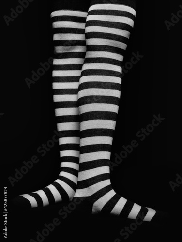 Legs with striped socks