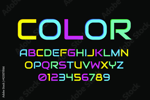 Modern 3D font and alphabet for poster. ticker vector